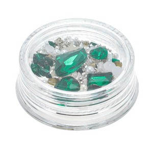 Unique Bargains Women's Fashion Rhinestone Nail Supplies Green White 1 Set - 1 of 4