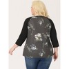 Agnes Orinda Women's Plus Size Round Neck 3/4 Raglan Sleeves Floral Printed Dressy Casual Peasant Tops - 4 of 4