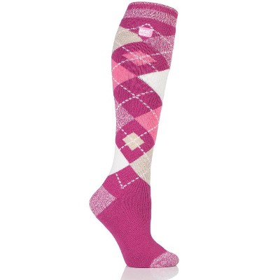 Neon Pink Argyle Socks