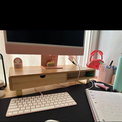 Monitor Riser With Usb And Wireless Charging Brown - Threshold™ : Target