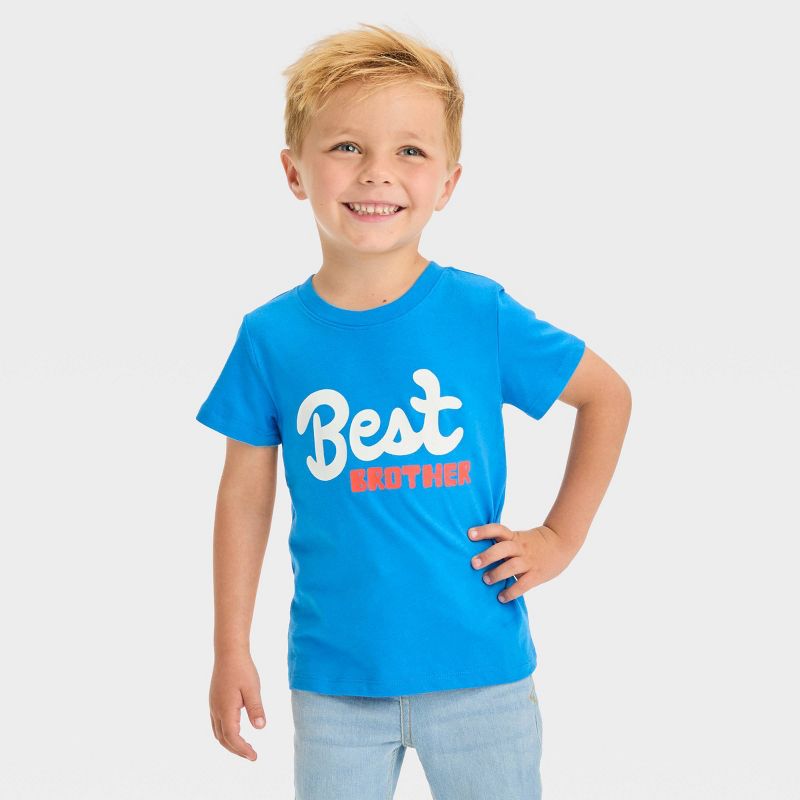 Toddler Boys&#39; Best Brother Short Sleeve Graphic T-Shirt - Cat &#38; Jack&#8482; Blue, 1 of 7
