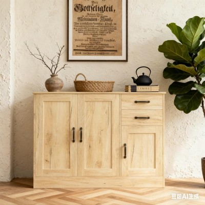 TiramisuBest Modern Wood Buffet Sideboard 43"/56" 2 Doors 2 Drawers Adjustable Shelf Entryway Dining Room Console Storage Cabinet