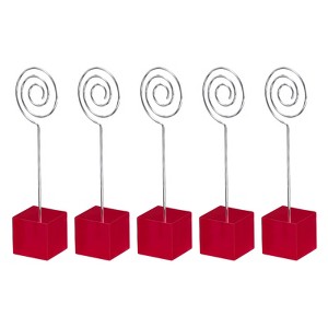 Unique Bargains Metal Resin Cube Base Circle Shape Pictures Memo Place Card Holder 5 Pcs - 1 of 4
