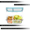 Glass Food Storage Containers-3, Two Compartment Portion Control Meal Prep Glassware with Snap Shut Lids-Microwave, Dishwasher Safe by Hastings Home - 2 of 4