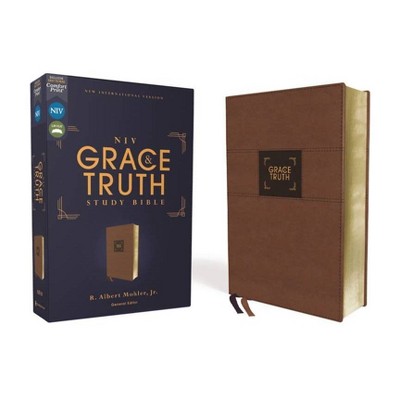 Niv, the Grace and Truth Study Bible, Leathersoft, Brown, Red Letter, Comfort Print - by  Zondervan (Leather Bound)