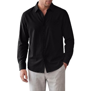 INSPIRE CHIC Men's Dress Shirt Long Sleeve Button Down Chest Pocket Casual  Business Shirt Medium Black : Target