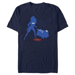 Men's DC League of Super-Pets Wonder Woman and PB Silhouette T-Shirt - 1 of 4