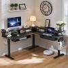 60" L-Shaped Corner Gaming Desk with 2 Drawers, Electric Standing Desk with Power Outlets & LED Lighting - 2 of 4