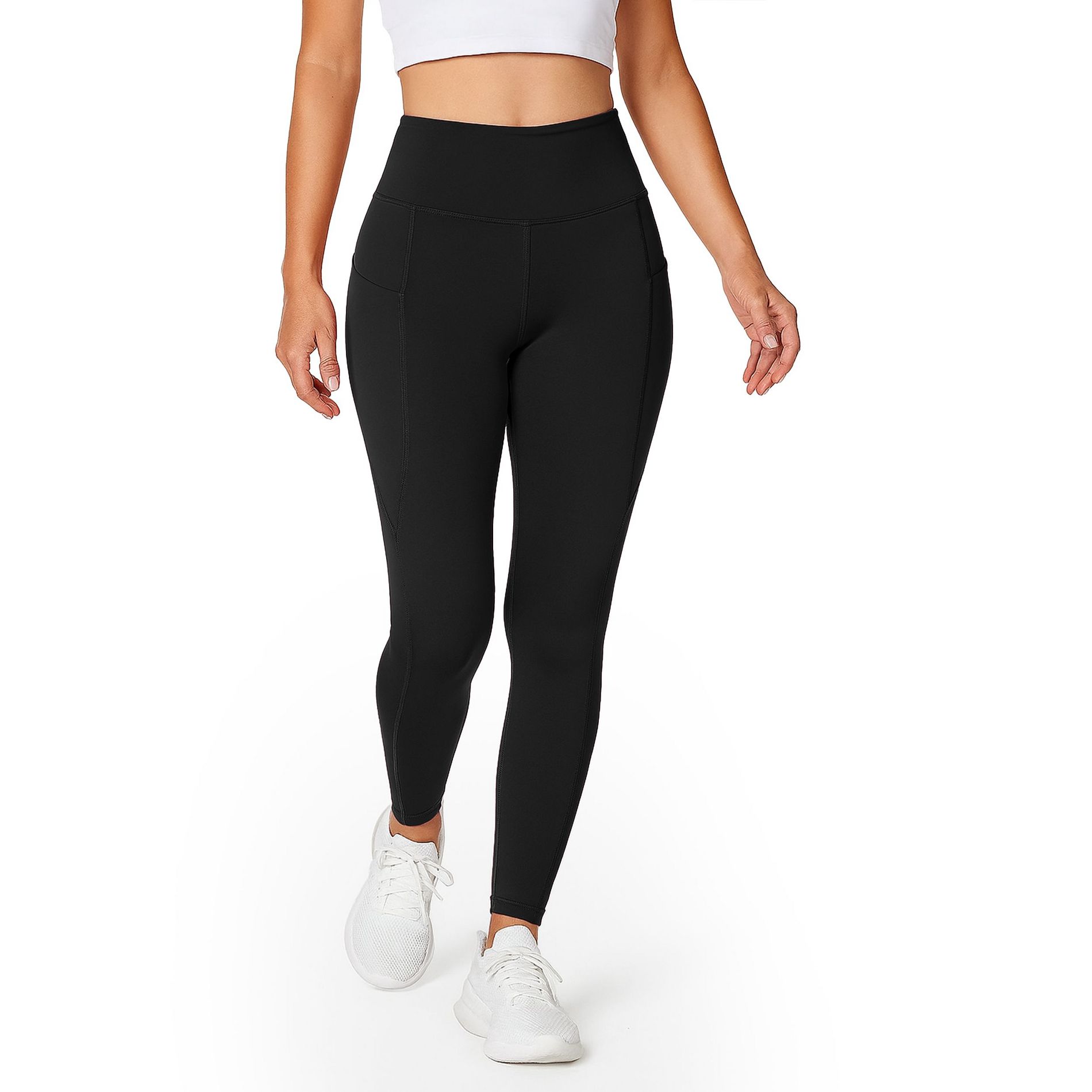 Women's High Waist Leggings with Side Pockets , Soft Stretch, Moisture Wicking, Polyester Spandex Women Activewear by Lux Decor Apparel