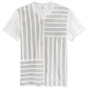 I.N.C International Concepts Mens Pine Stripe Split Graphic T-Shirt, White, Medium - 1 of 1