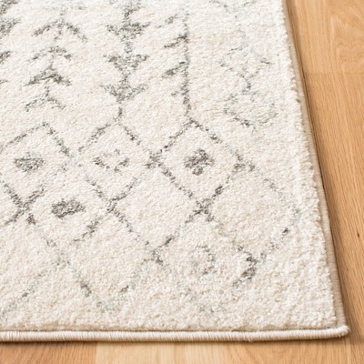 Ivory and Gray Hand-Knotted Synthetic Area Rug