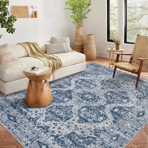 COZONY Vintage Floral Print Area Rug, Machine Wash Non-Slip Rug for Living Room Dining Room or Bedroom - 1 of 4