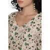 LA LEELA Women's Floral Print Peasant Blouse With V Neck And Short Puff Sleeves - 3 of 4