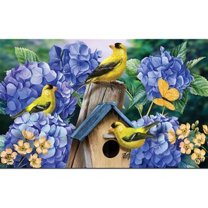 Briarwood Lane Spring Doormat 30x18 Indoor Outdoor Goldfinches and Hydrangea For Spring Doormat - 1 of 4