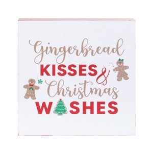 C&F Home 5" XMAS "Gingerbread Kisses & Christmas Wishes" Decorative Shelf Sitter Blocks - 1 of 4