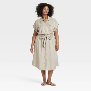 Women's Short Sleeve Midi Utility Shirtdress - A New Day™ - 1 of 3