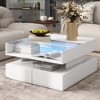 PAGED Modern Lift-Top Square Coffee Table with Storage Drawers & Glass Top & High-Gloss Finish,Functional Center Table for Living Room,Bedroom - 3 of 4