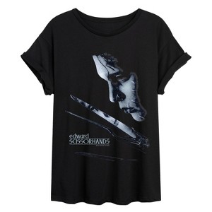 Women's - Edward Scissorhands - ES Poster Oversized Graphic T-Shirt - 1 of 4
