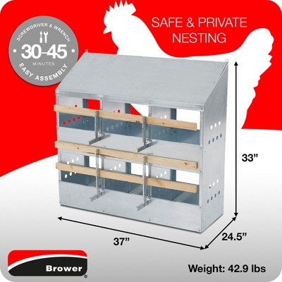 Galvanized Steel 6-Hole Poultry Nesting Box with Hinged Perches