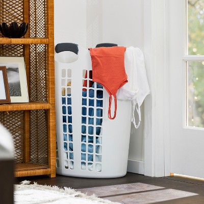 White Stackable Plastic Ventilated Upright Laundry Hamper, 26"