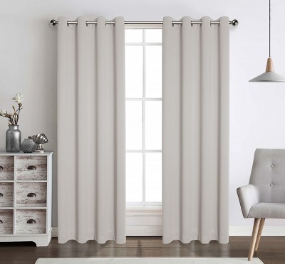 GoodGram 2 Pack Basic Solid Colored Semi Blackout Grommet Top Curtain Panels