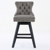 PAGED Bar Stools Set of 2 Modern Swivel Velvet Barstools with Button Tufted Back and Wooden Legs for Bar, Kitchen - 3 of 4