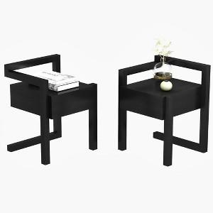 PAGED Wood Nightstand Storage Bedside Table 2-Tier Modern Minimalist End Side with Pre-Assembled Drawer for Bedroom - 1 of 4