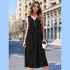 INSPIRE CHIC Women's Summer Sleeveless V Neck Button Decor Flowy Maxi Tank Beach Dress - 2 of 4