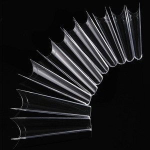 Laromni"500 Pcs Extra Long C Curve Half Cover French False Nail Tips for DIY & Salon Nail Art"Transparent&Natural - 1 of 4