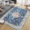 Acekool Washable Oriental Area Rug, Non-Slip, Stain Resistant, Ultra Soft Low Pile Floral Medallion Carpet for Living Room Bedroom Office, Easy Care - 3 of 4