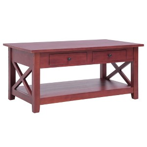 vidaXL Coffee Table Brown 39.4 in.x21.7 in.x18.1 in. Solid Mahogany Wood - 1 of 4