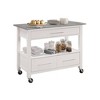 Acme Furniture Ottawa Kitchen Island Stainless Steel and White: Wood Composite, Metal Frame, Storage Cart with Casters - 2 of 4