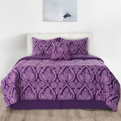 Down Alternative Ultra Soft Comforter Set Reversible Printed Comforter & Shams All Season Solid 5Pc Comforters - Lux Decor Bedding Set