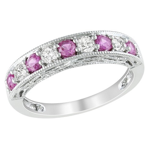 Created pink sapphire on sale ring