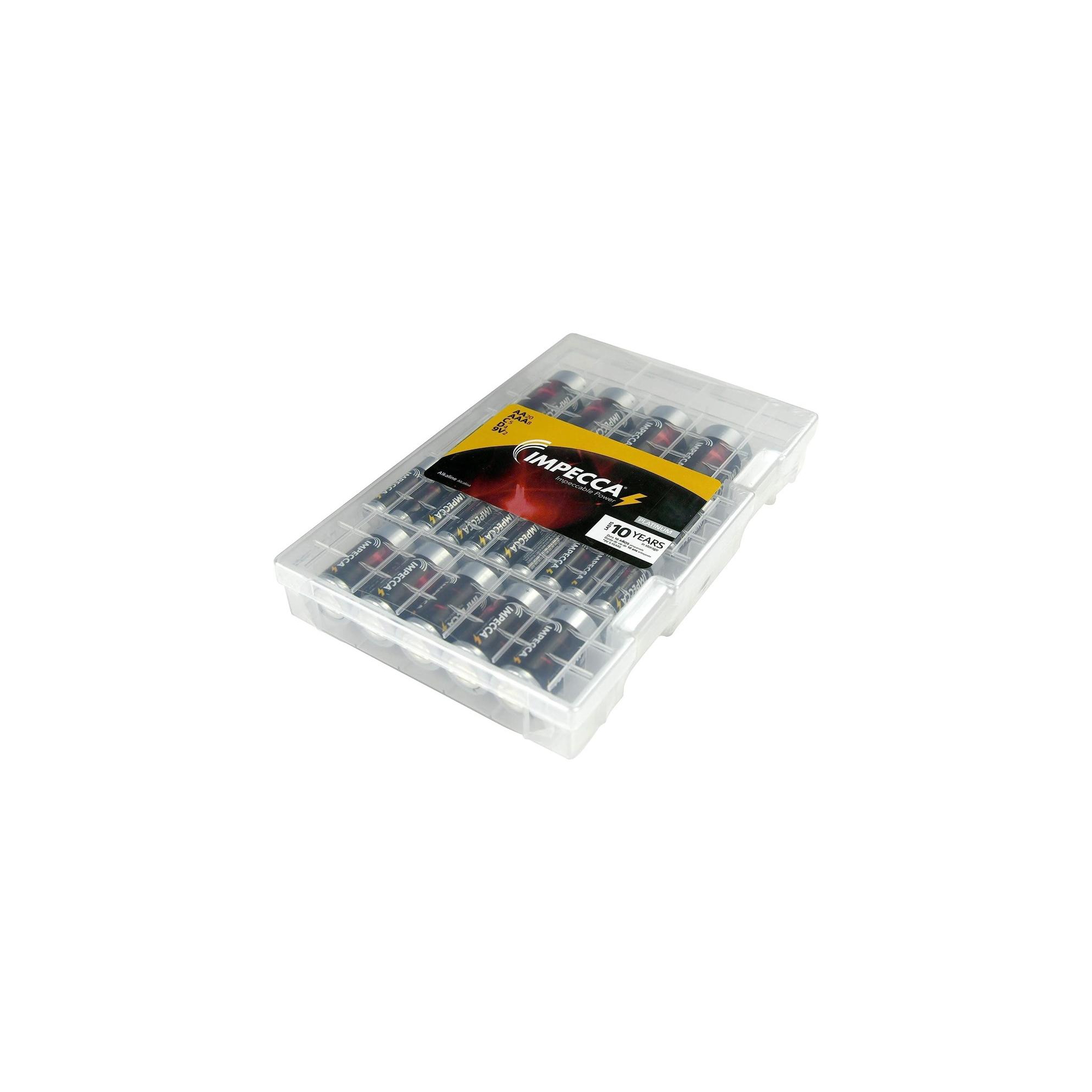 Impecca Alkaline Batteries 39 Variety Pack AA-20 / AAA-8 / C-5 / D-4 / 9Volt-2 (39-Cells)