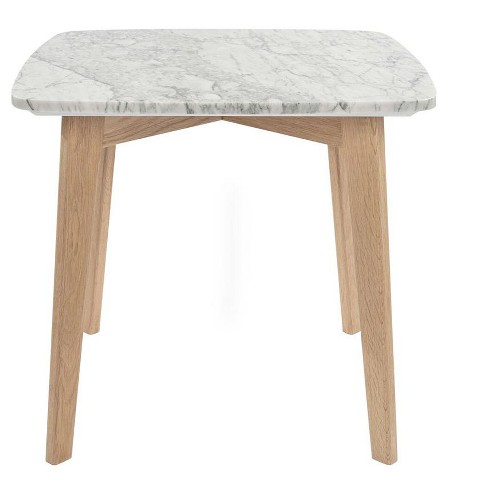 The Bianco Collection Gavia 19.5" Square Italian Carrara White Marble Side Table - image 1 of 4