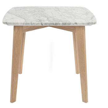 The Bianco Collection Gavia 19.5" Square Italian Carrara White Marble Side Table