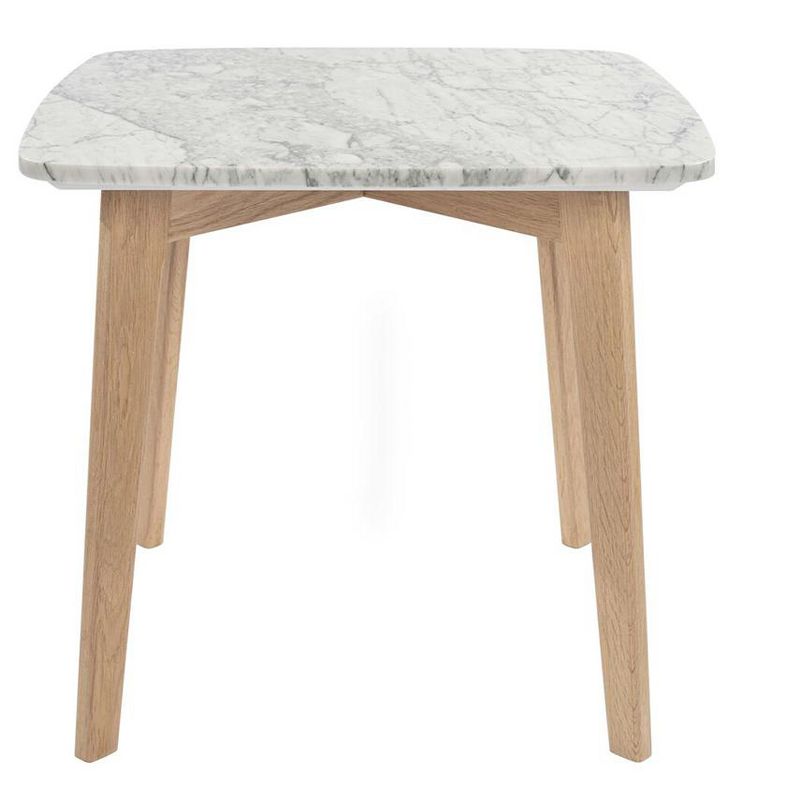 The Bianco Collection Gavia 19.5" Square Italian Carrara White Marble Side Table, 1 of 12