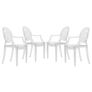 LeisureMod Carroll Modern Acrylic Dining Chair with Clear Seat and Chrome Legs, Stackable Design for Kitchen, Dining Room, Office, Lounge, or Cafe - 1 of 4