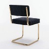 Black Modern Corduroy Dining Chair, Gold Metal Base, Armless Kitchen Chair with Fluted Tufting, Side Chair, Set of 2 - 4 of 4