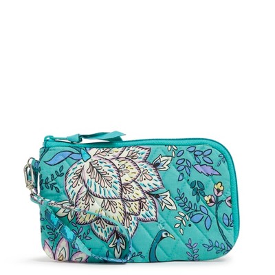 Vera Bradley Women's Outlet Cotton Slim Wristlet Peacock Garden