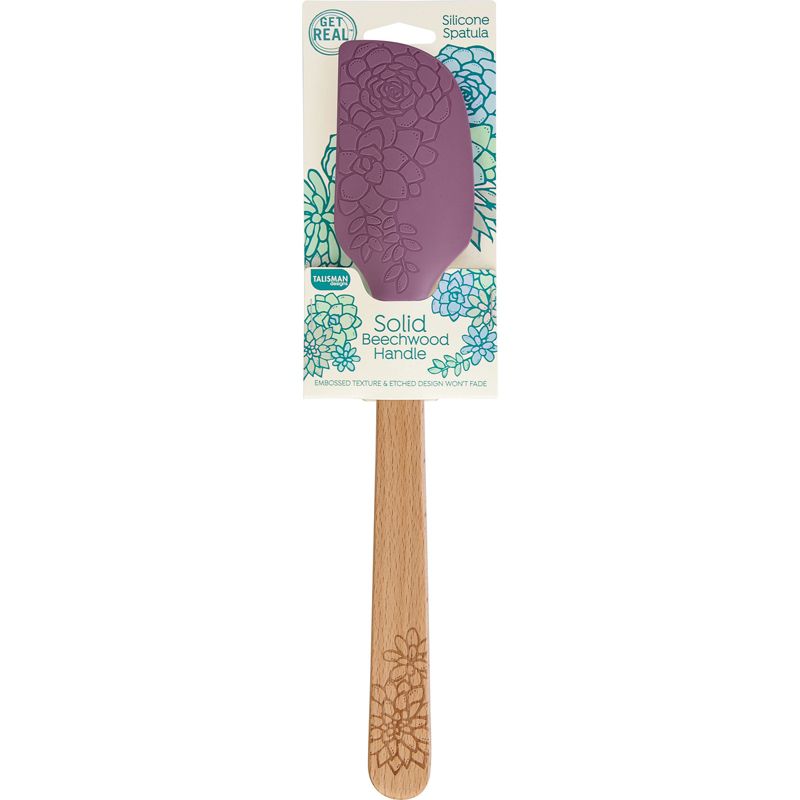 Talisman Designs Laser Etched Beechwood Large Silicone Spatula, Succulent Collection, Set of 1, Purple, 1 of 5