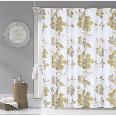 Dainty Home 3D Printed Textured 100% Cotton Shower Curtain - Gold