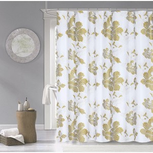 Dainty Home 3D Printed Textured 100% Cotton Shower Curtain - Gold - 1 of 3