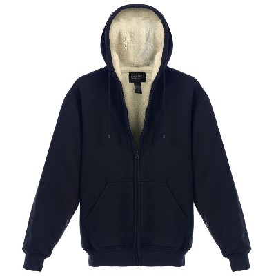Gioberti Men's Heavyweight Faux Shearling Lined Fleece Hoodie Jacket