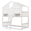 NicBex Twin over Twin Bunk Bed House Shape Wooden Bed Frame with Windows, Inclined Ladder and Full Length Guardrail, No Box Spring Required - 3 of 4