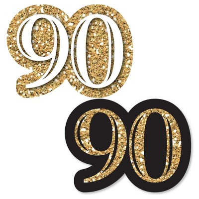 Big Dot of Happiness Adult 90th Birthday - Gold - DIY Shaped Birthday Party Cut-Outs - 24 Count