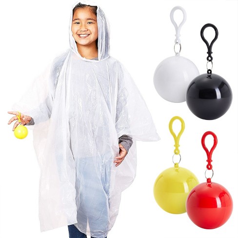 henvise At adskille Tilmeld Juvale 4 Pack Disposable Rain Ponchos For Kids With Hood And Attachable  Round Case, Clear Plastic Raincoats For Emergency, Girls, Boys, White :  Target