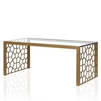 Juliette Glass Top Coffee Table with Tempered Glass Brass - CosmoLiving by Cosmopolitan