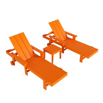 WestinTrends Ashore Modern Poly Reclining Chaise Lounge Set with Side Table